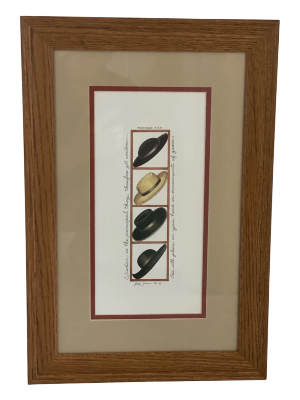 Title: Vintage Jay Zinn 1995 "Wisdom" Proverbs 4:7 Framed Art Print VGC